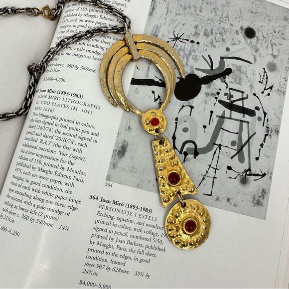 ALEXIS KIRK VINTAGE 70`s NECKLACE Couture Egyptian style Signed - Picture 1 of 12
